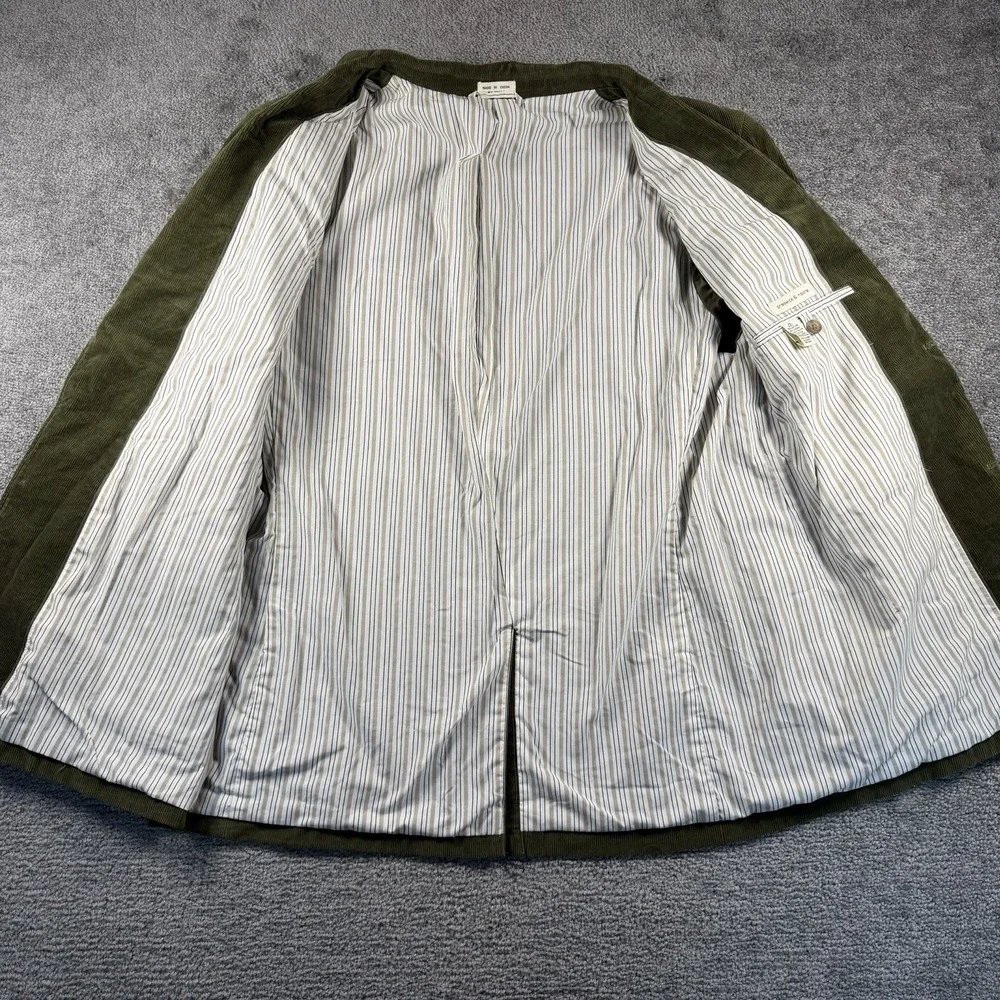 Preswick & Moore Mens Olive Green Corduroy Blazer Sport Coat XL Patch Pockets